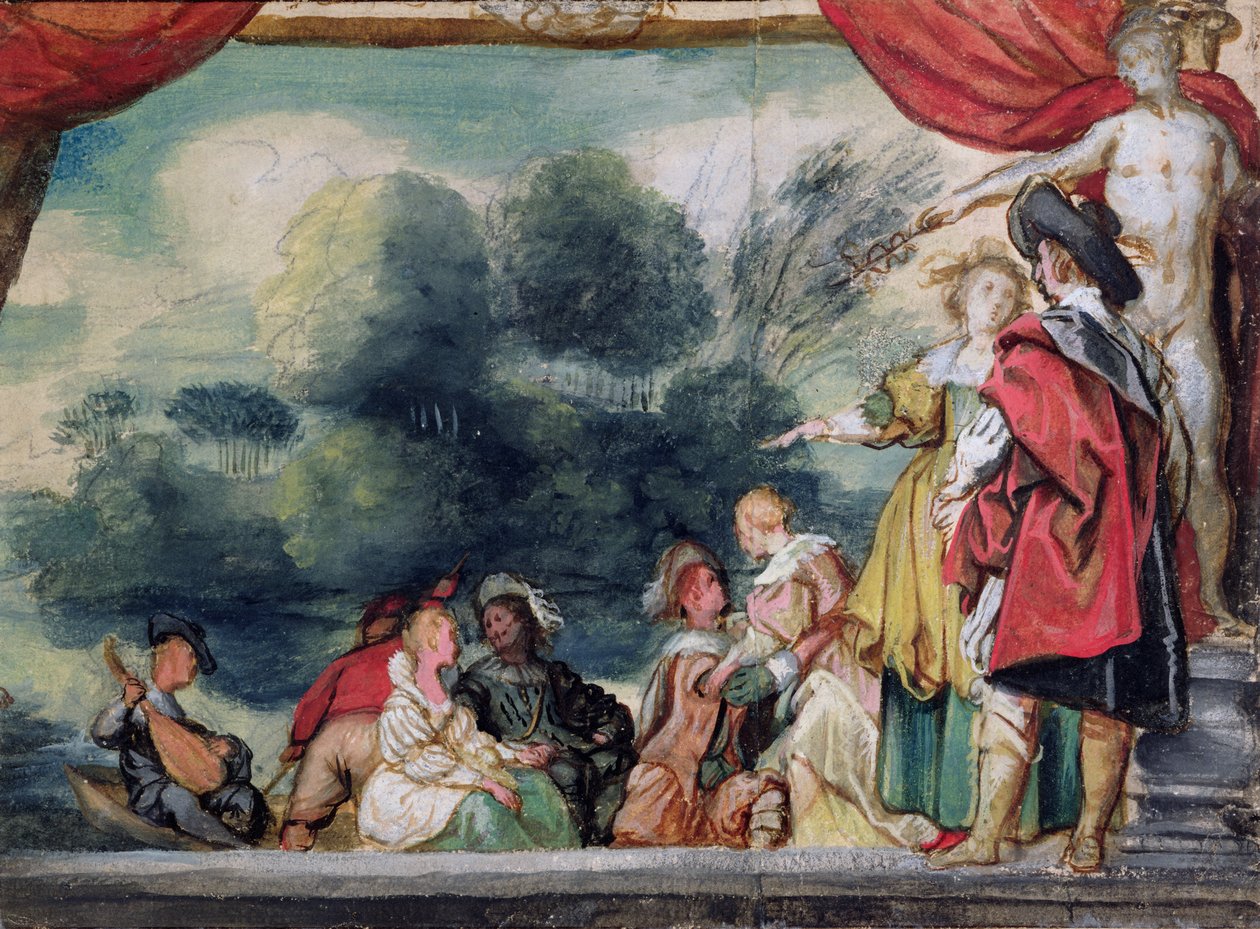 Ang Embarkment (watercolour sa papel)finn tekijältä Jacob Jordaens