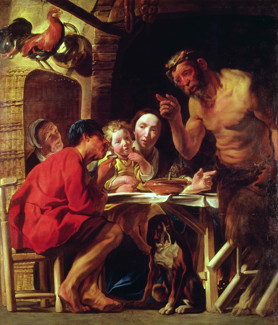 Talonpojat ja Satyr tekijältä Jacob Jordaens