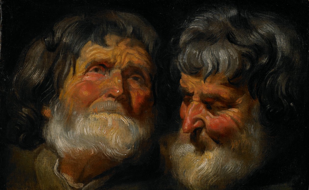 Kaksi tutkimusta vanhan miehen päästä, n. 1630 tekijältä Jacob Jordaens