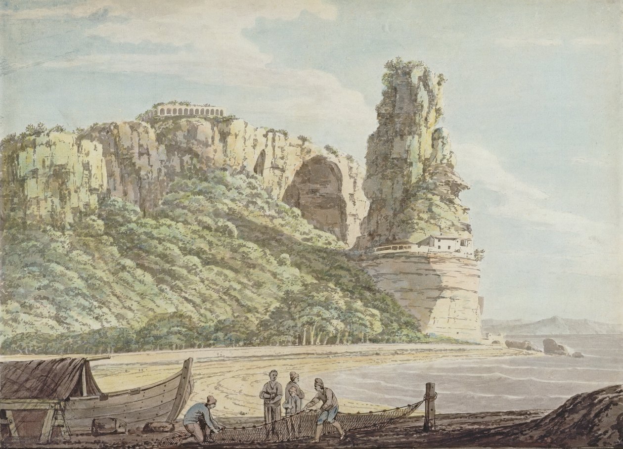 Näkymä Terracinassa, 1778 (wc, kynä ja muste kynällä paperille) tekijältä Jacob More