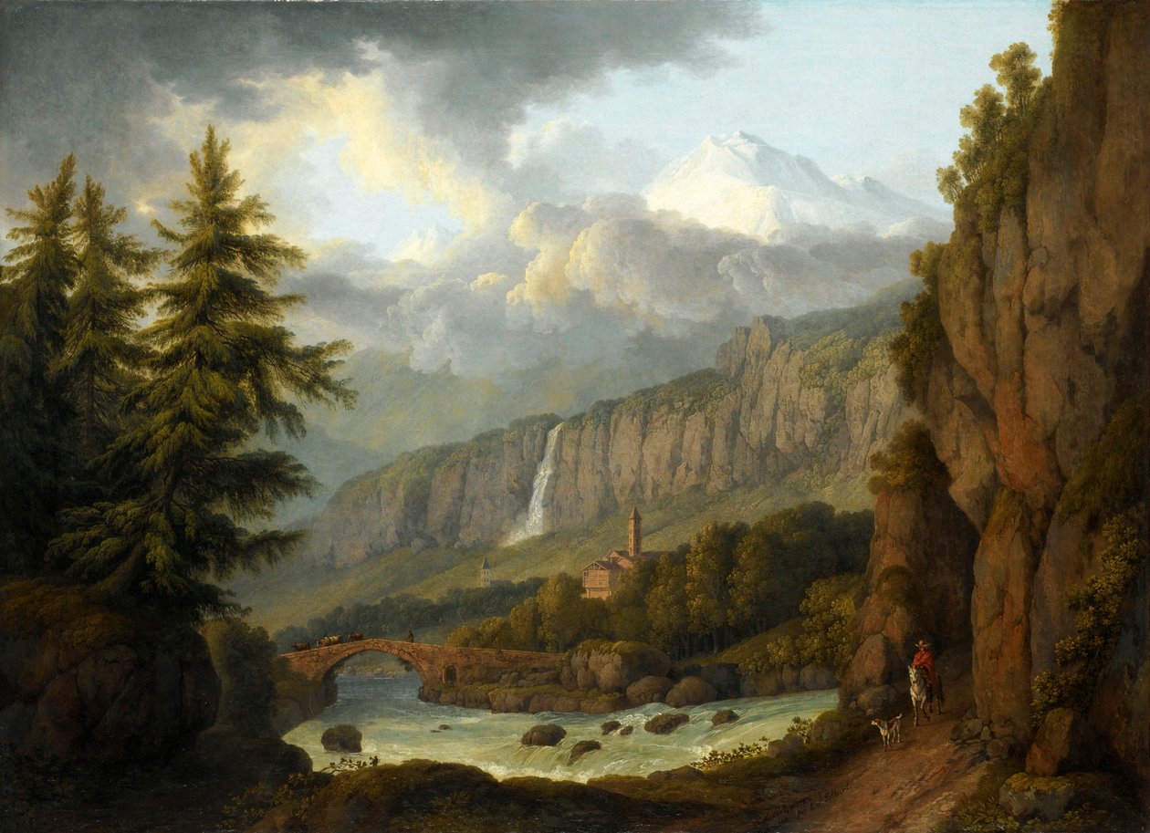 Ansicht von Giornico vom St. Gotthardpass tekijältä Jacob Philipp Hackert