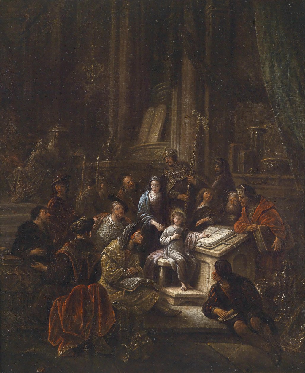 Der zwölfjährige Jesus im Tempel. tekijältä Jacob Willemsz de Wet or Wett