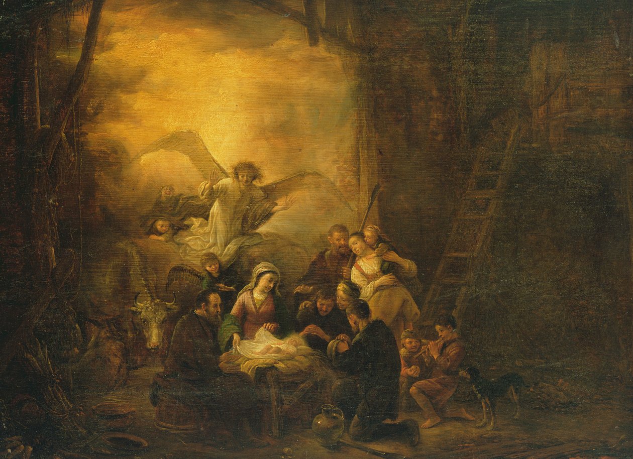 Paimenten palvonta, n. 1650 tekijältä Jacob Willemsz de Wet or Wett