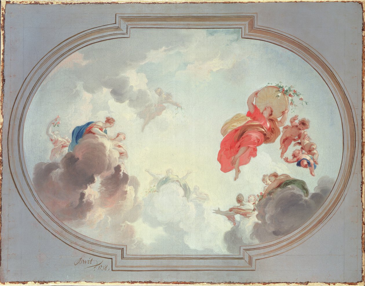 Kattosuunnitelma, joka kuvaa Floran apoteoosia, 1700-luku tekijältä Jacob de Wit