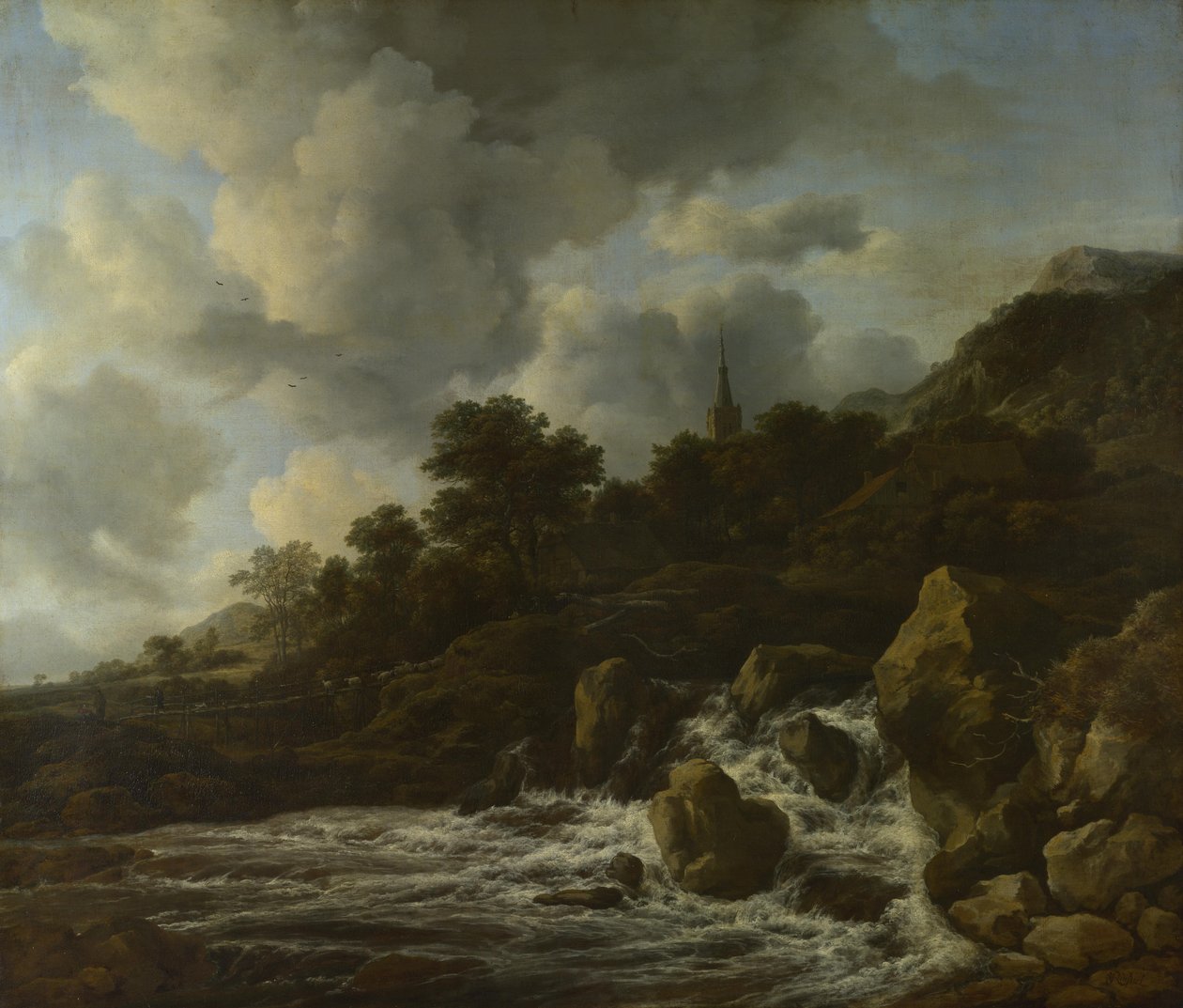 Vesiputous lähellä kylää, n. 1665-1670 tekijältä Jacob van Ruisdael