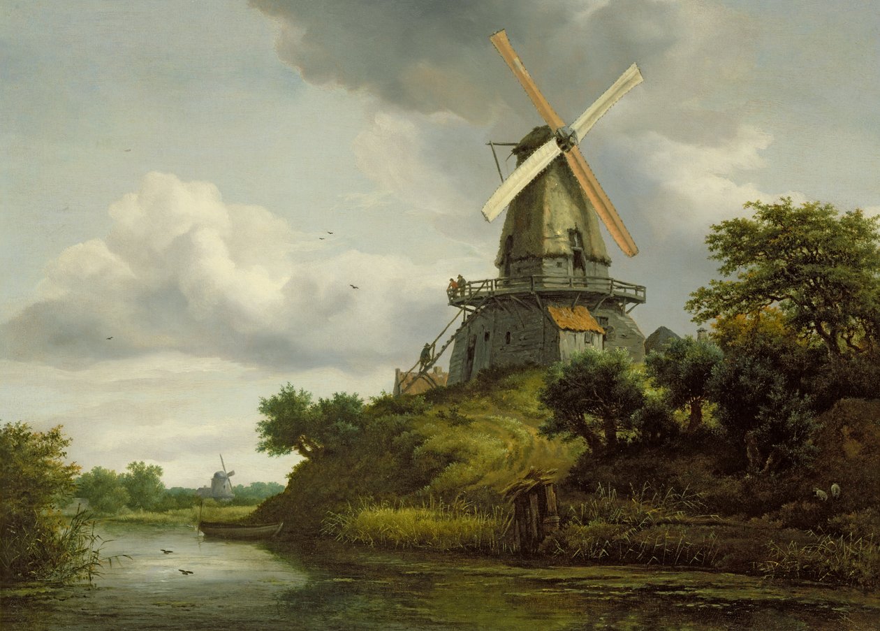 Tuulimylly joen rannalla tekijältä Jacob van Ruisdael