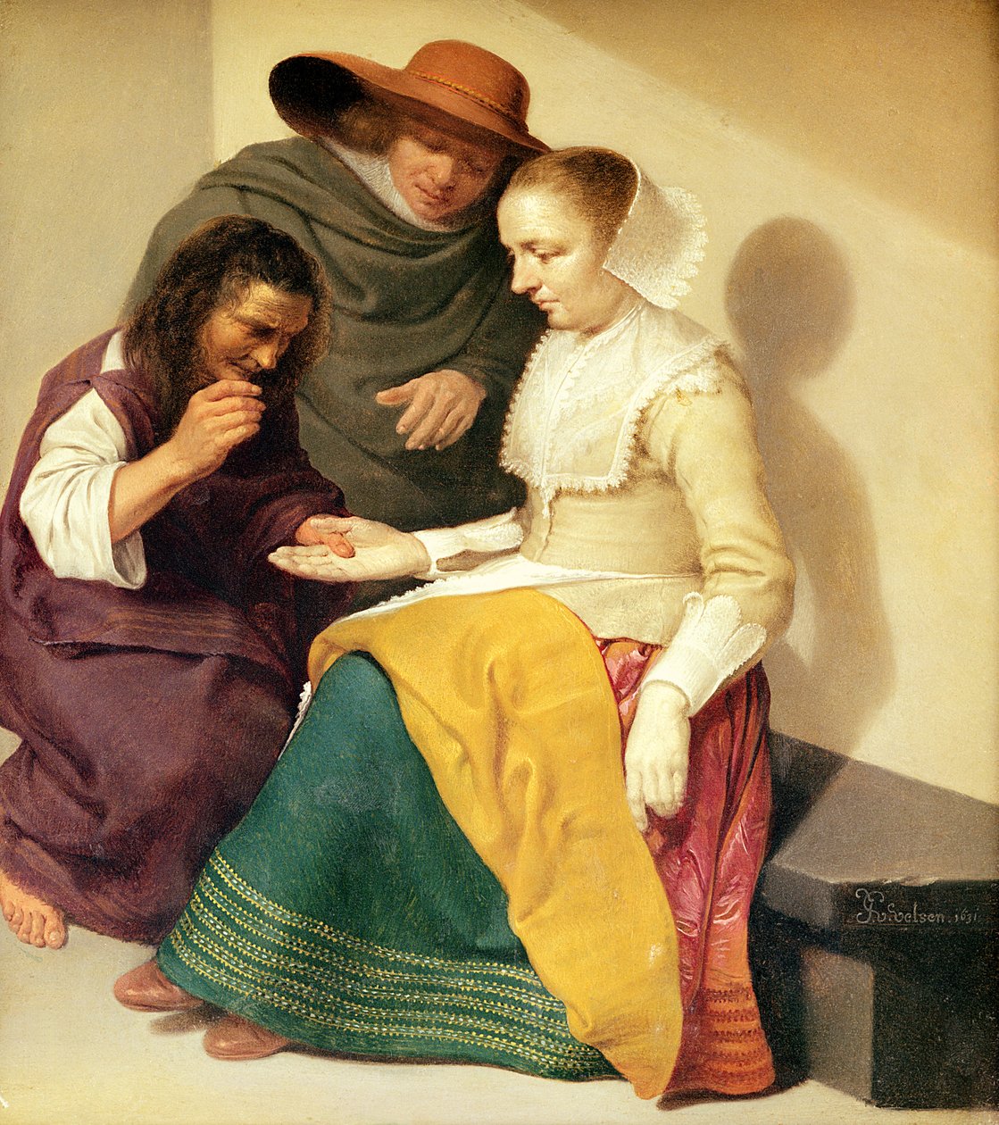 Fortune Teller, 1631 (öljy kuparille) tekijältä Jacob van Velsen