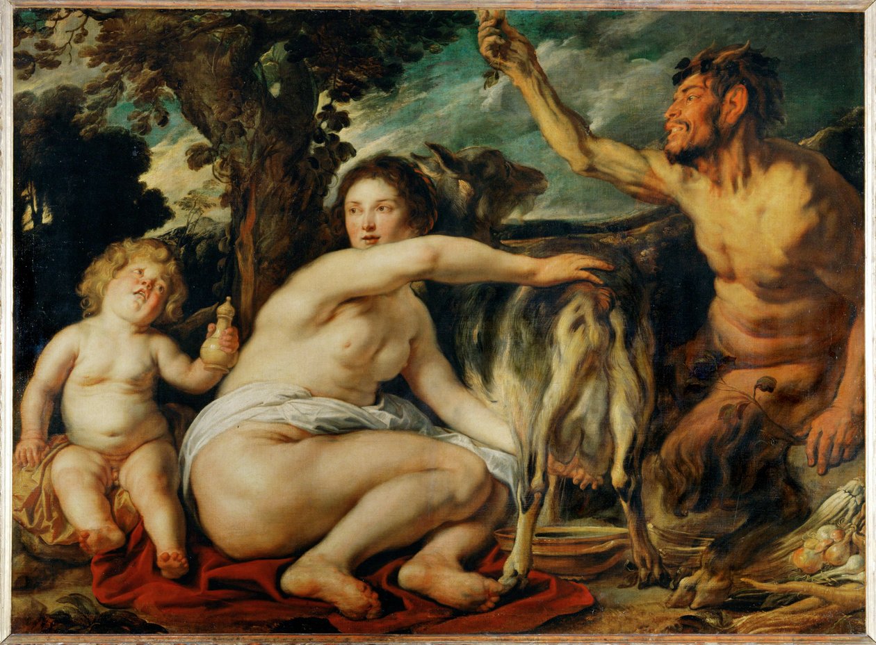 Jupiter enfant nourri par la chevre Amalthee - Vuohi Amalthean hoitama Jupiter-lapsi ... tekijältä Jacob (studio of) Jordaens
