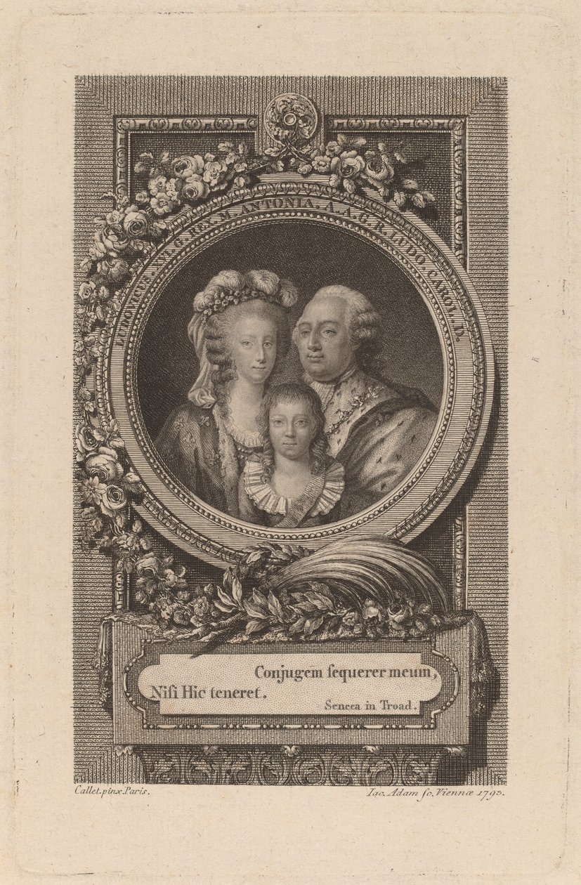 Ludvig XVI, Marie-Antoinette ja Louis-Charles, 1793. tekijältä Jacob Adam