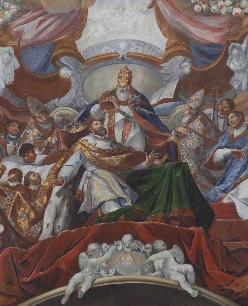Paavi Leo III:n Kaarle Suuren kruunaus vuonna 800, 1724 tekijältä Jacob Carl Stauder