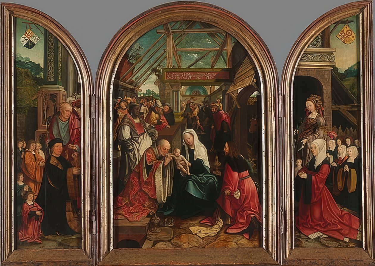 Maagien palvonta. 1517 tekijältä Jacob Cornelisz van Oostsanen