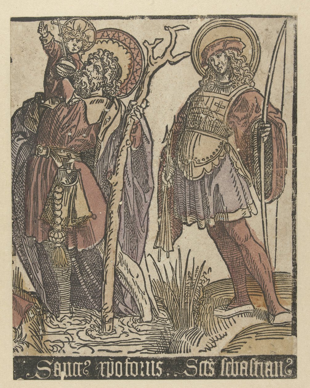 Pyhät Christopher ja Sebastian Saints with Anna in Drieën (sarjan nimi) tekijältä Jacob Cornelisz van Oostsanen