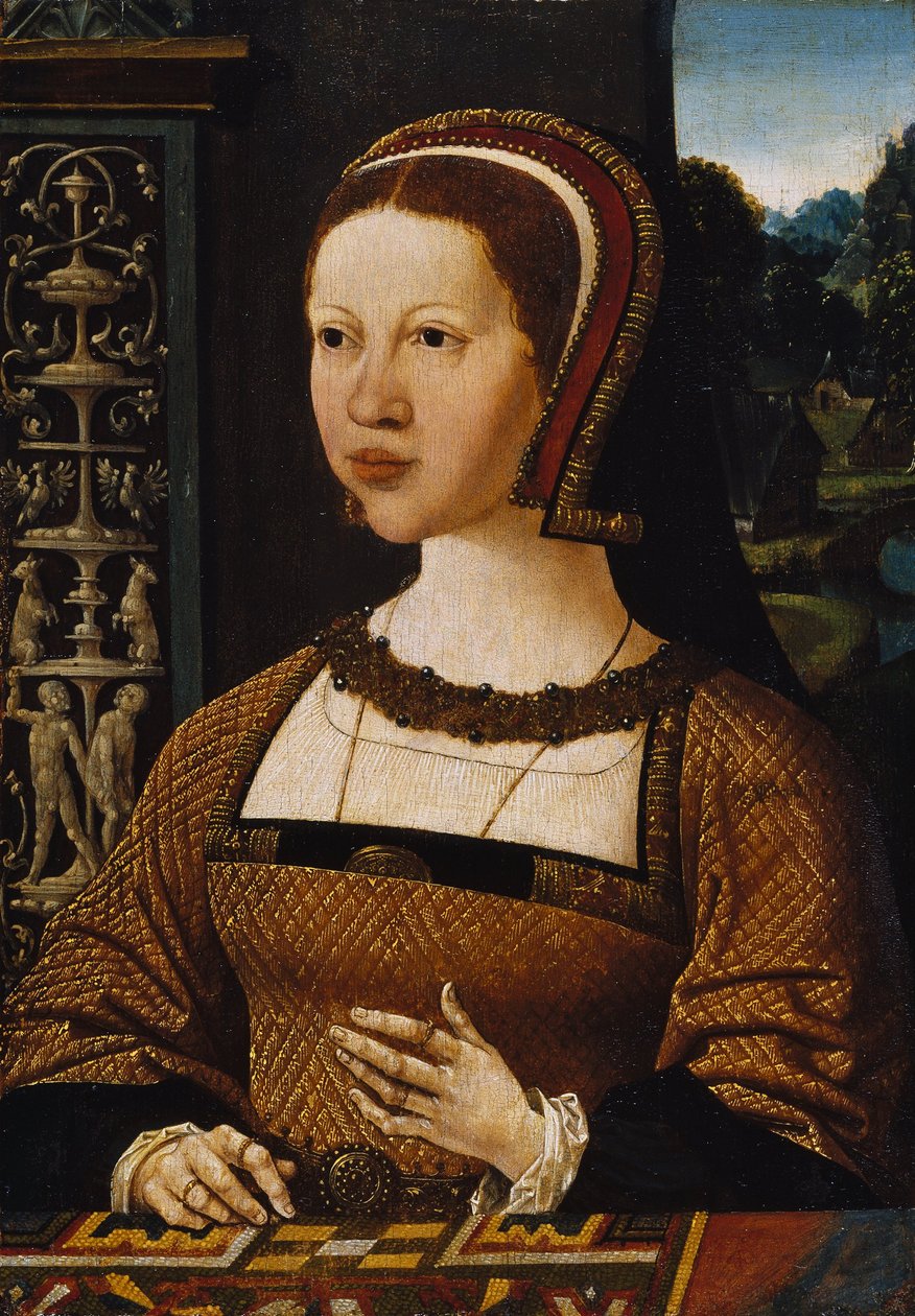 Hollanti: Naisen muotokuva (Tanskan kuningatar Isabella) Naisen muotokuva, mahdollisesti Tanskan Elisabet. tekijältä Jacob Cornelisz van Oostsanen
