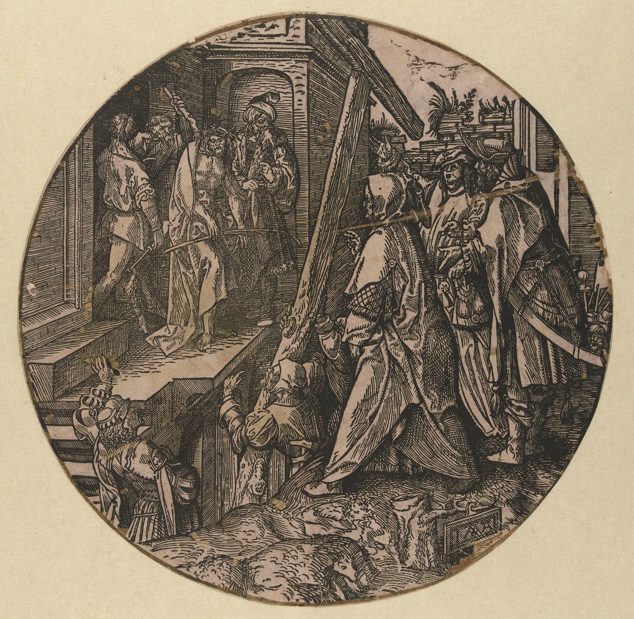 Pilatus näyttää Kristuksen ihmisille (Ecce Homo) The Round Passion (sarjan nimi) tekijältä Jacob Cornelisz van Oostsanen