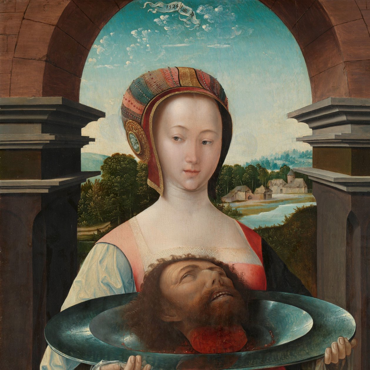 Salome Johannes Kastajan pään kanssa Salome ja Johannes Kastajan pää tekijältä Jacob Cornelisz van Oostsanen
