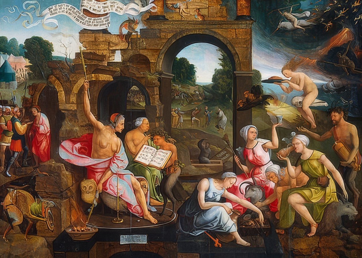 Saul ja Endorin noita. 1526 tekijältä Jacob Cornelisz van Oostsanen