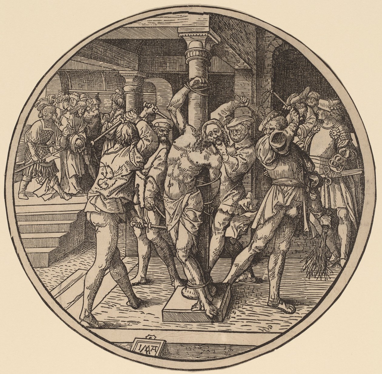 Kristuksen liputus ja Kristus Pilatuksen edessä tekijältä Jacob Cornelisz van Oostsanen