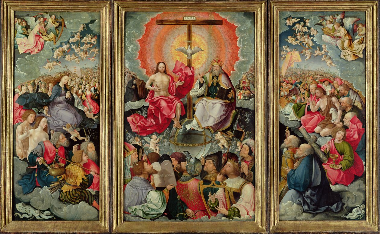 Triptyykki ja kolminaisuuden palvonta, 1523 (katso 242038, 242039, 242040) tekijältä Jacob Cornelisz van Oostsanen