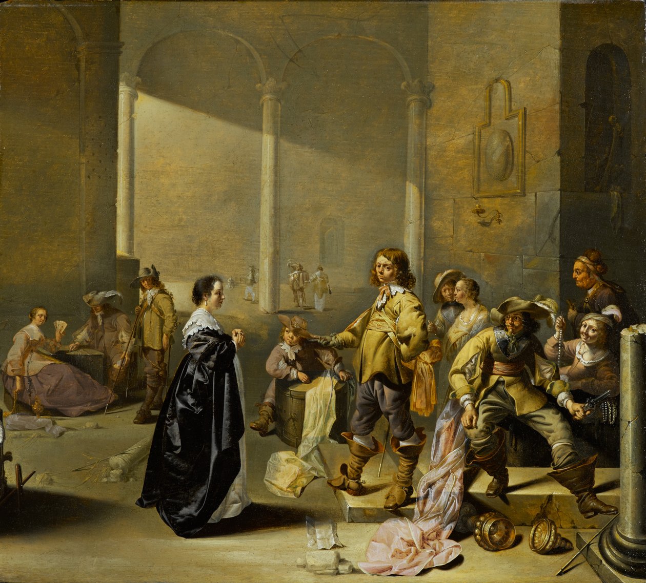 Guardroom kohtaus sotasaaliin kanssa, n. 1635-1640 tekijältä Jacob Duck
