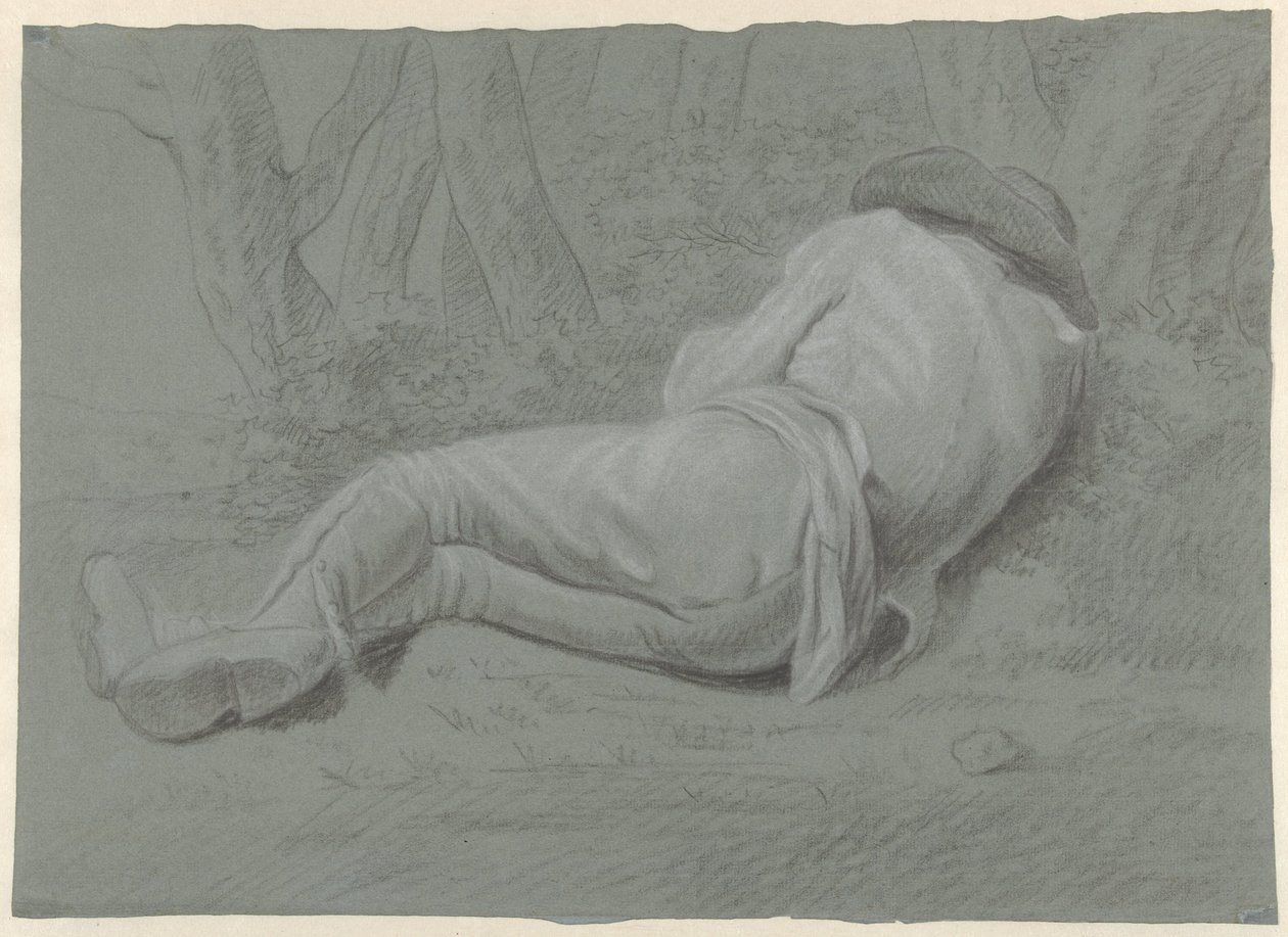 Mies makaa puiden alla tekijältä Jacob Ernst Marcus (attributed to)
