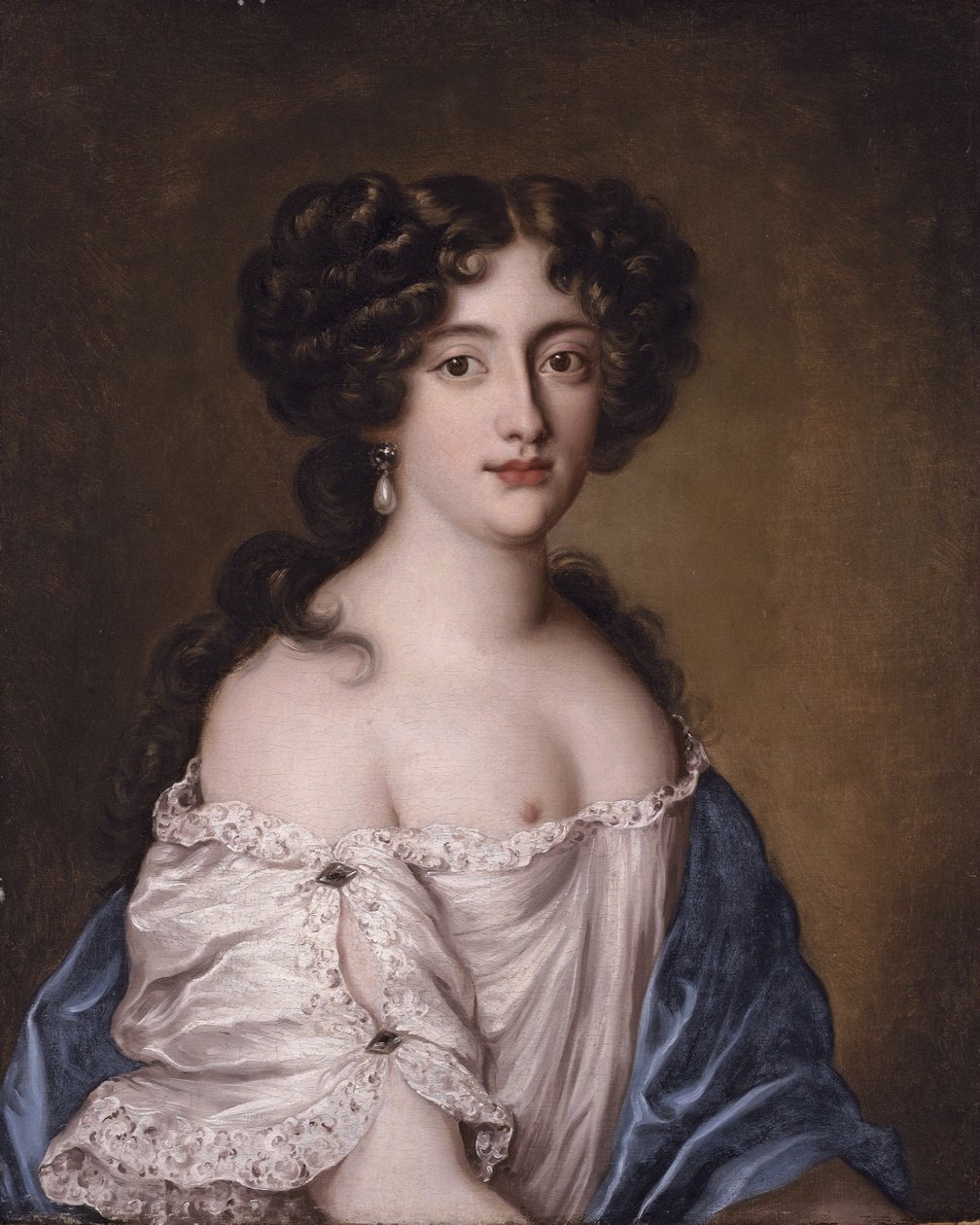 Ranska: Portrait de Hortense Mancini, duchesse de Mazarin, comme Aphrodite Muotokuva Hortense Mancinista (1646-1699), Mazarinin herttuattaresta, Afroditena. tekijältä Jacob Ferdinand Voet