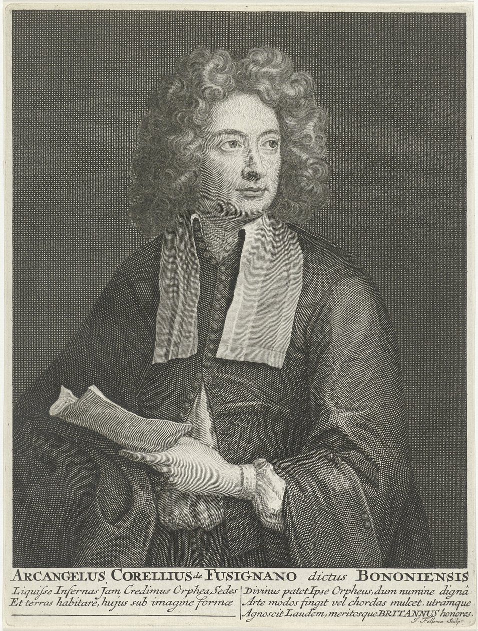 Säveltäjä ja viulisti Arcangelo Corellin muotokuva 1653-1713 tekijältä Jacob Folkema