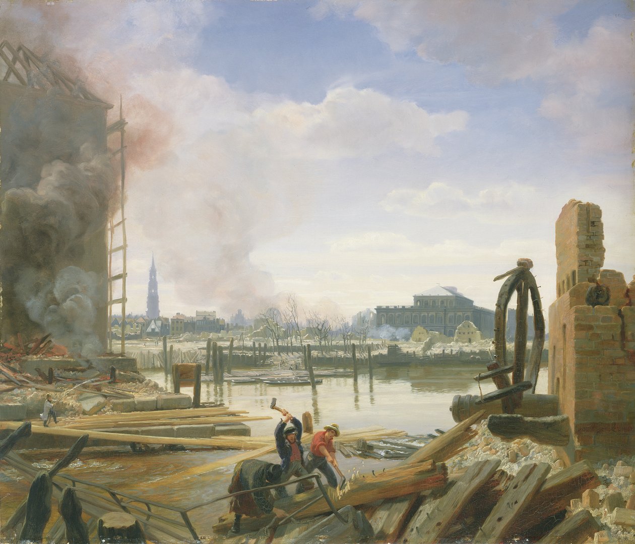 Hampuri tulipalon jälkeen, 1842 tekijältä Jacob Gensler