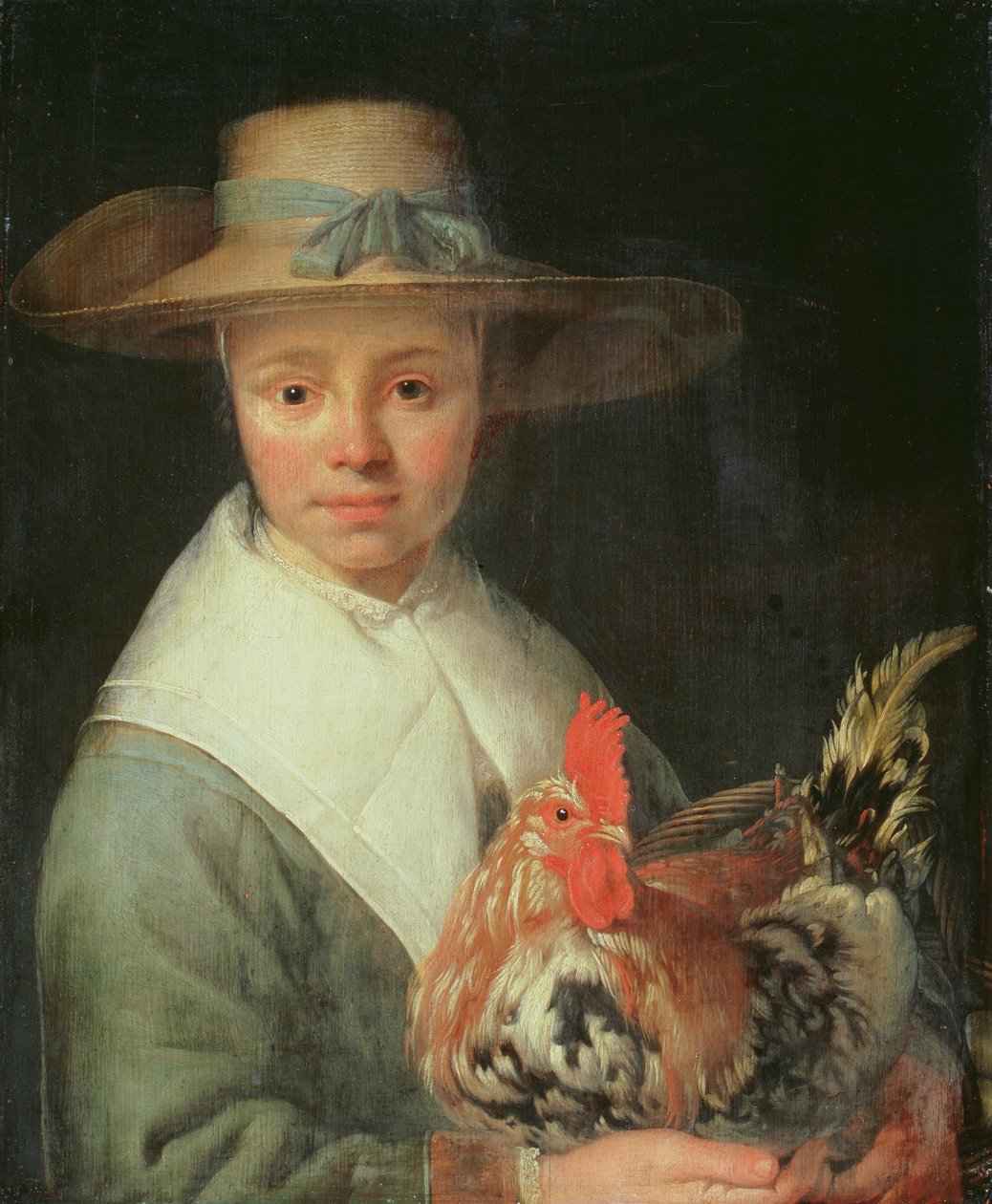 Tyttö kukon kanssa tekijältä Jacob Gerritsz Cuyp