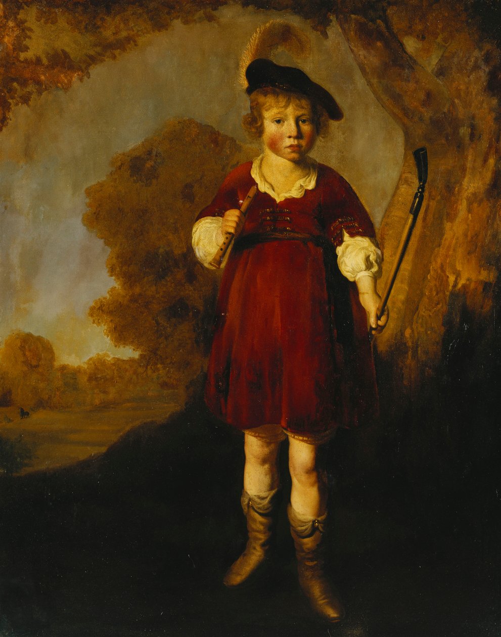 Nuoren pojan muotokuva paimenena, seisomassa täyspitkänä maisemassa tekijältä Jacob Gerritsz Cuyp