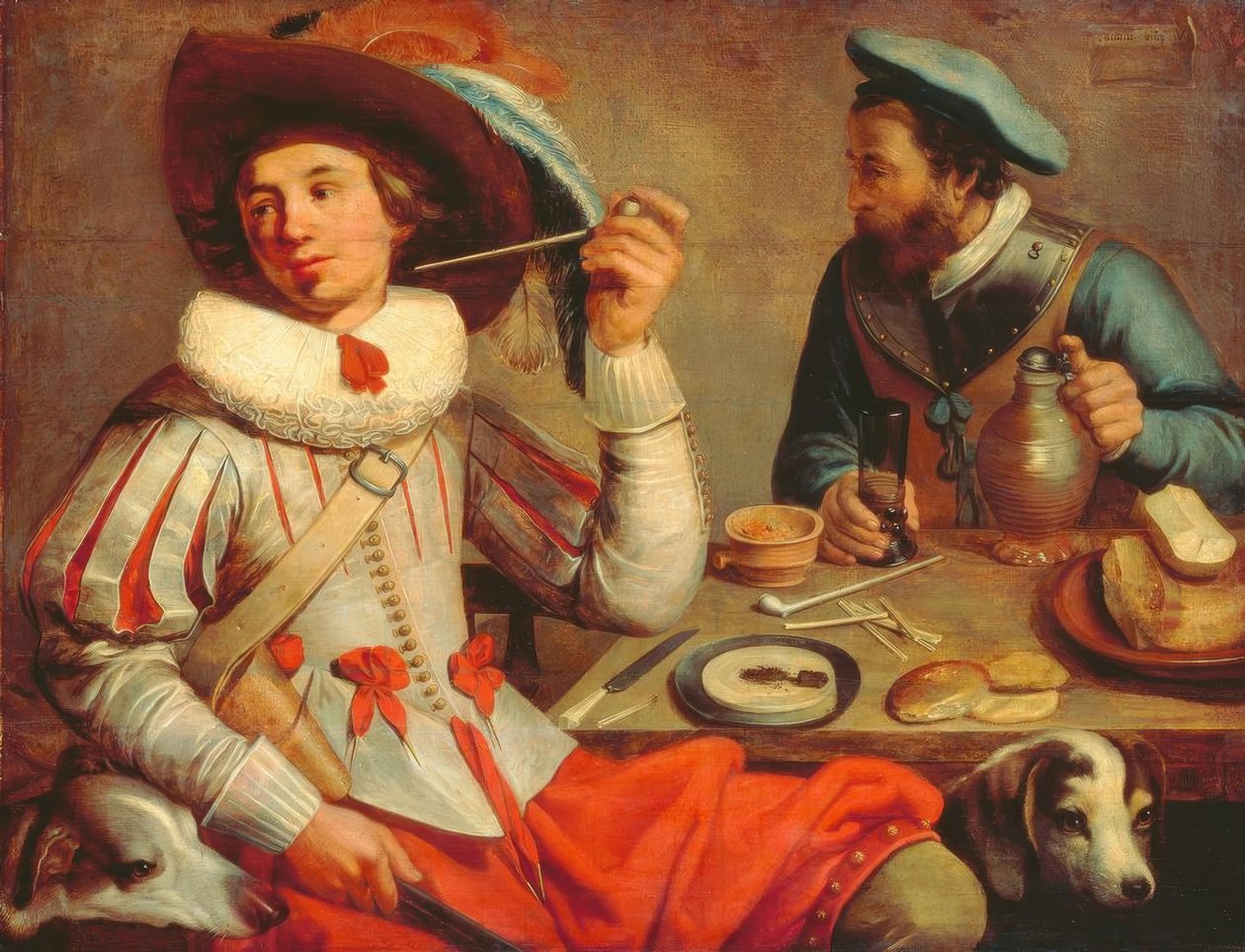 Kaksi sotilasta pöydässä tekijältä Jacob Gerritsz Cuyp