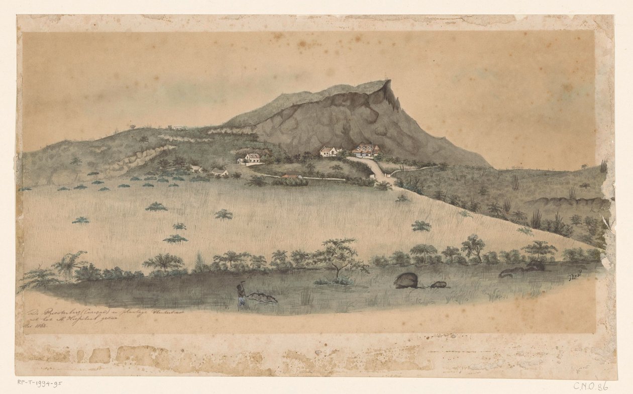 Näkymä Plantersrust-viljelmälle Curaçaossa tekijältä Jacob Hendrik van de Poll (signed by artist)