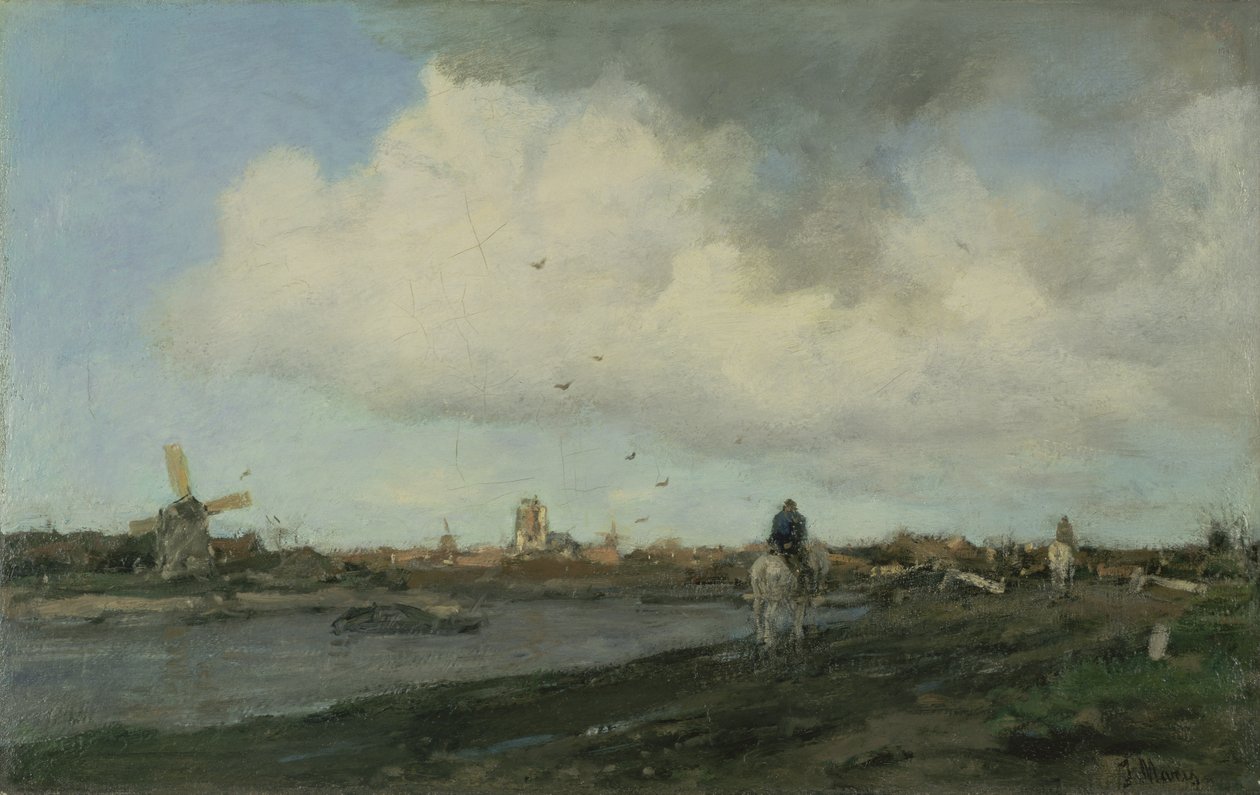 Maisema tuulimyllyineen, 1890-5 tekijältä Jacob Henricus or Hendricus Maris