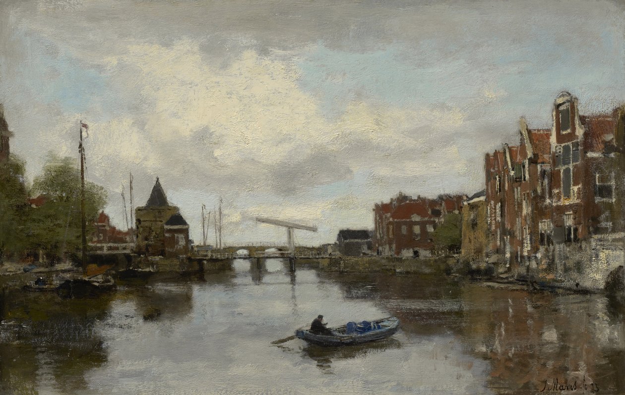 Näkymä hollantilaiseen kaupunkiin, 1873 tekijältä Jacob Henricus or Hendricus Maris