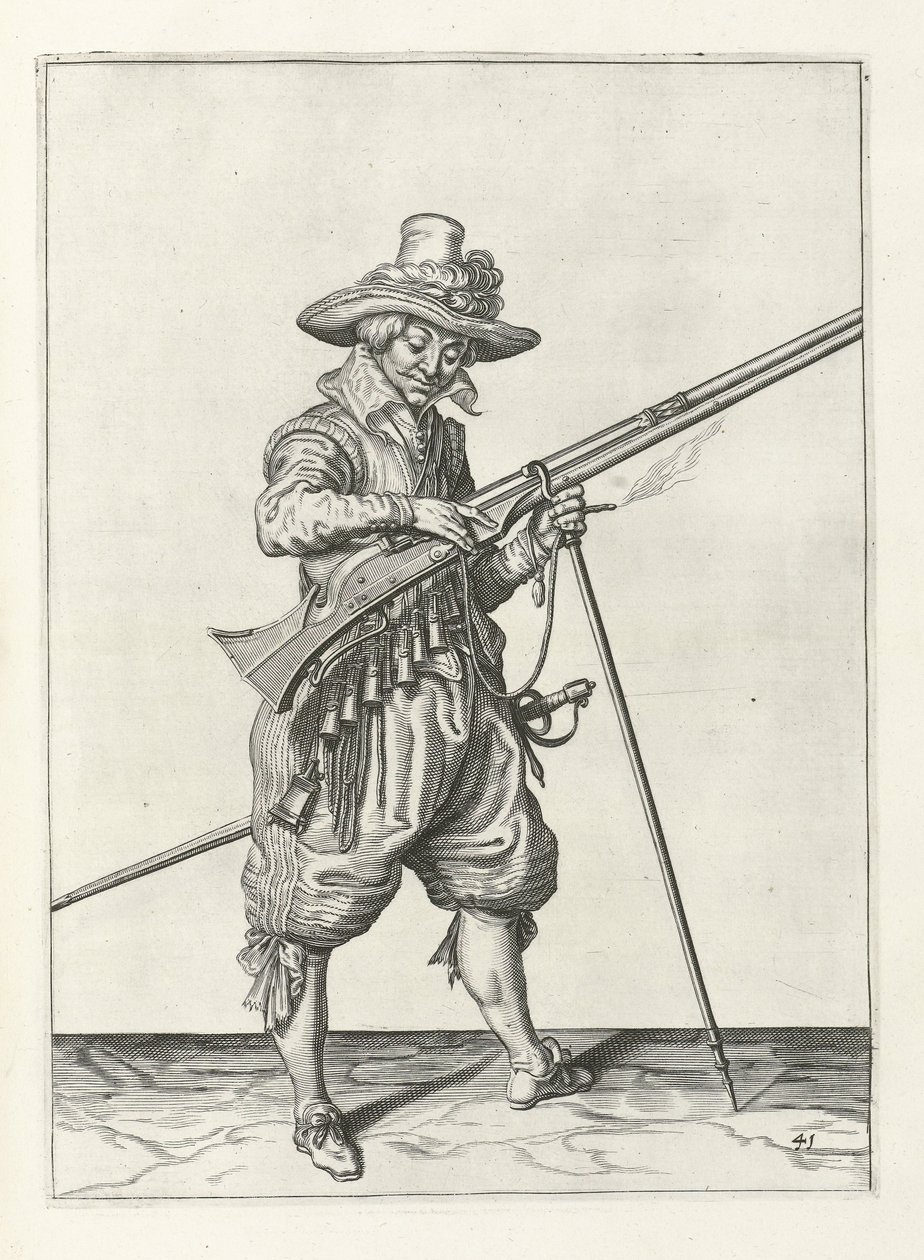Muskettisoturi vartiossa, n. 1600 tekijältä Jacob II de Gheyn