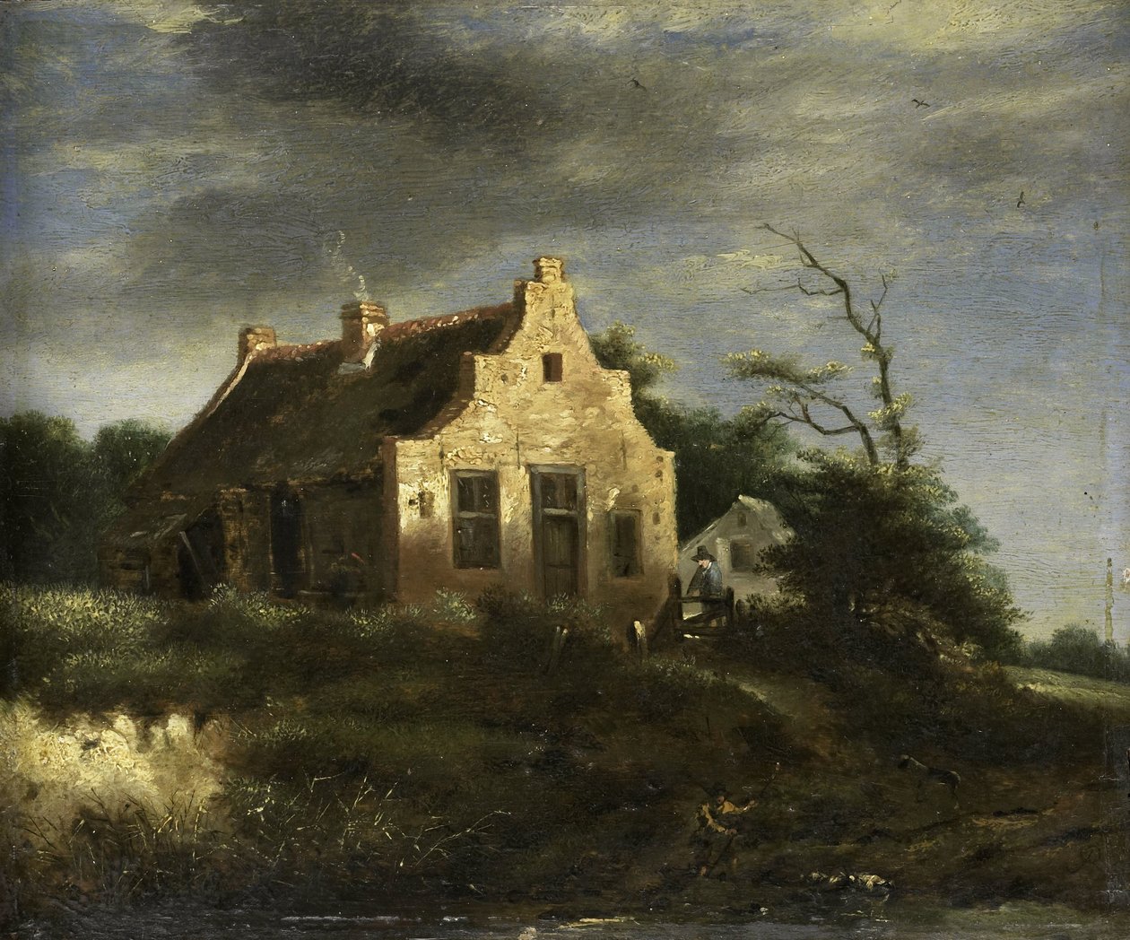 Maatila metsäisessä dyynimaisemassa tekijältä Jacob Isaacksz van Ruisdael (school of)