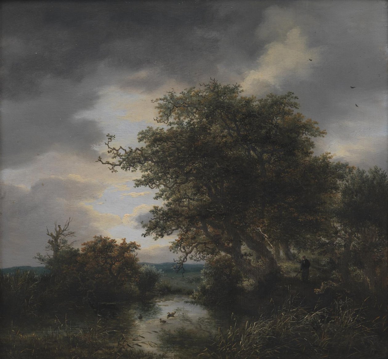 Tammet lammen rannalla tekijältä Jacob van Ruisdael