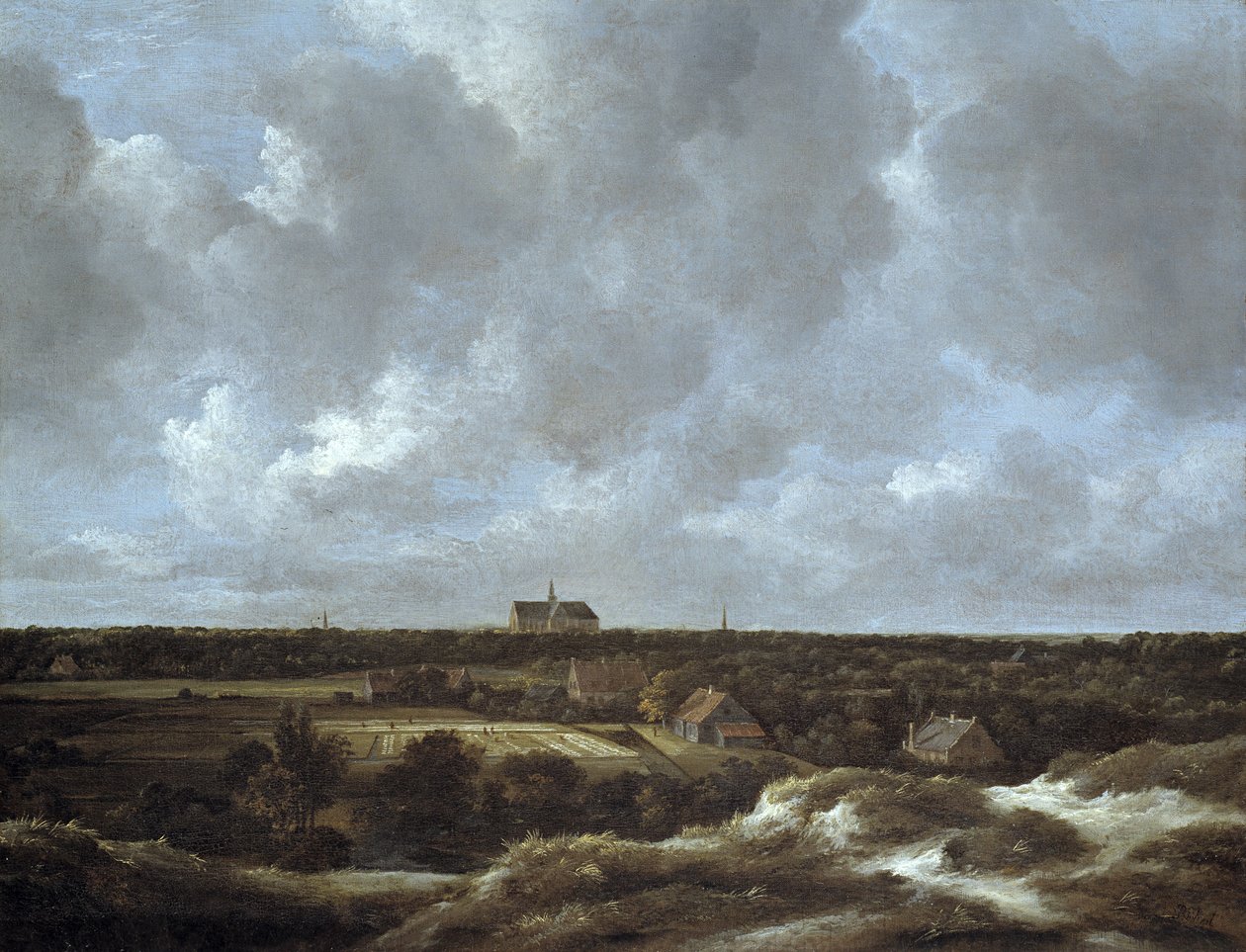 Näkymä Haarlemista ja valkaisukentistä, n. 1665-1670 (öljy kankaalle) tekijältä Jacob van Ruisdael