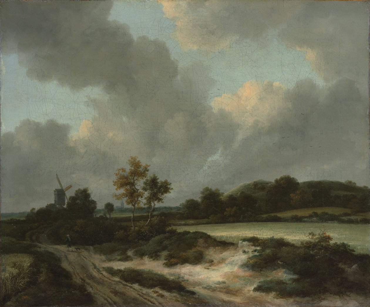 Viljapellot, n. 1660 (öljy kankaalle) tekijältä Jacob van Ruisdael