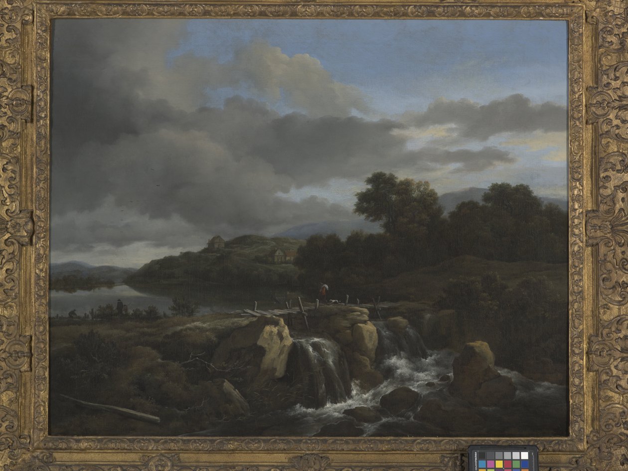 Maisema kaskadilla (öljy kankaalle) tekijältä Jacob van Ruisdael
