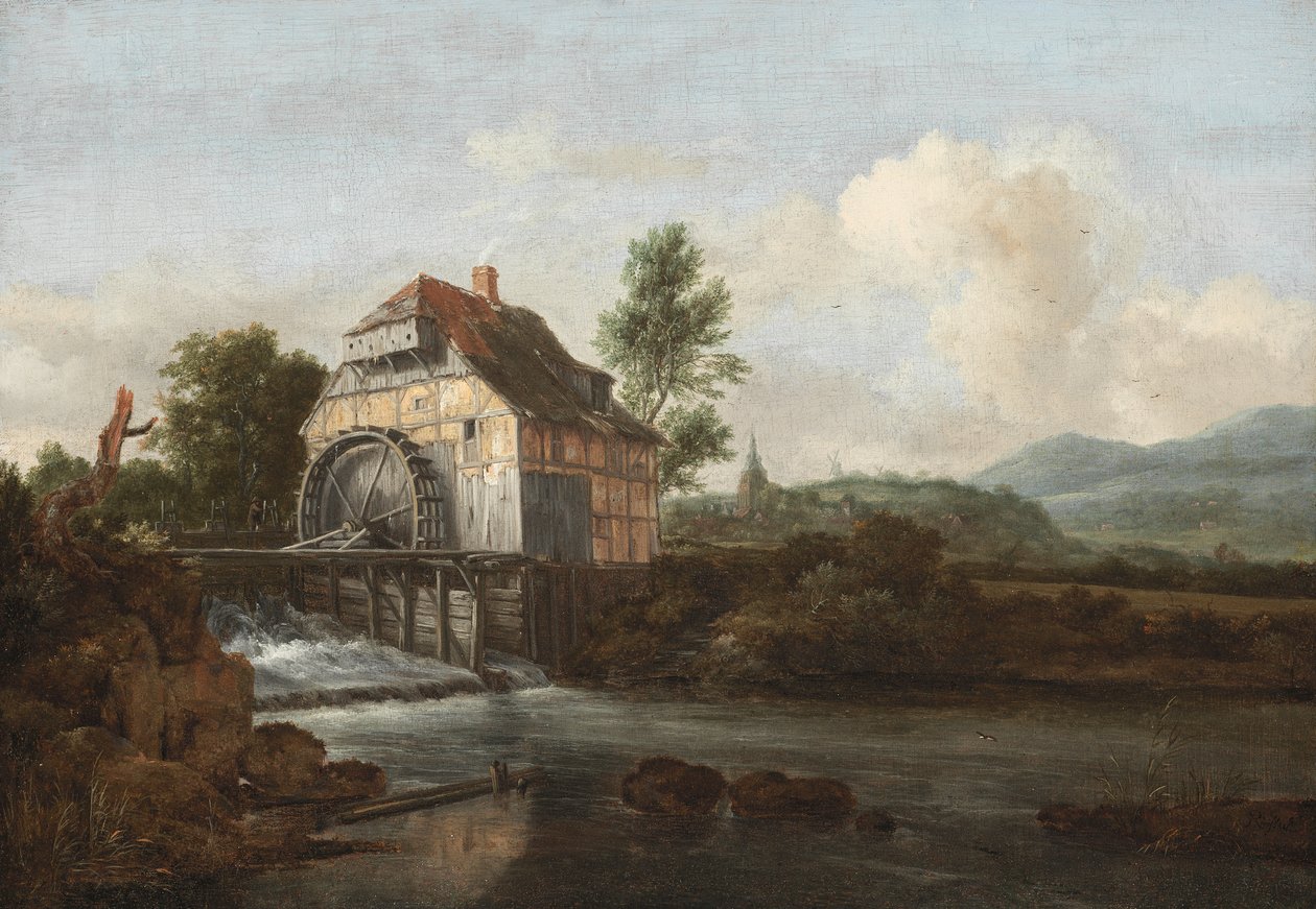Maisema vesimyllyllä, noin 1680 tekijältä Jacob van Ruisdael