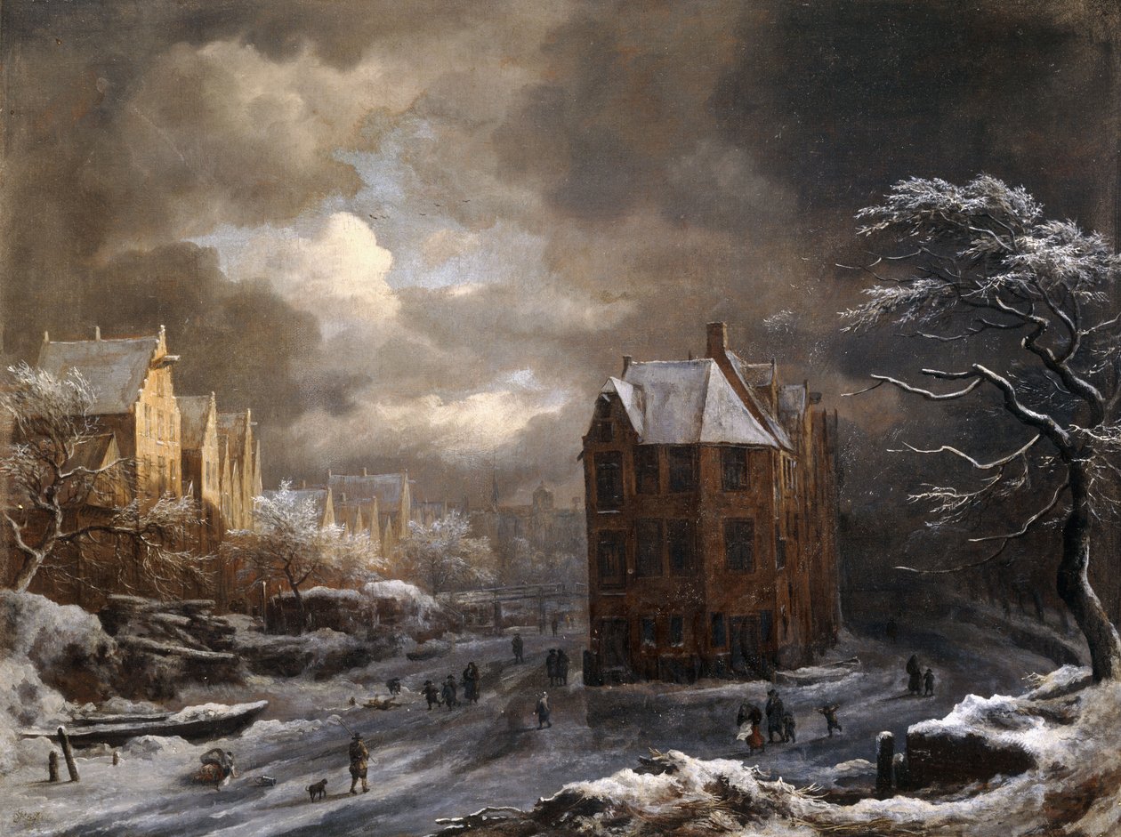 Näkymä Hekelveldistä, Amsterdamista, talvella, katsoen etelään, tekijältä Jacob van Ruisdael