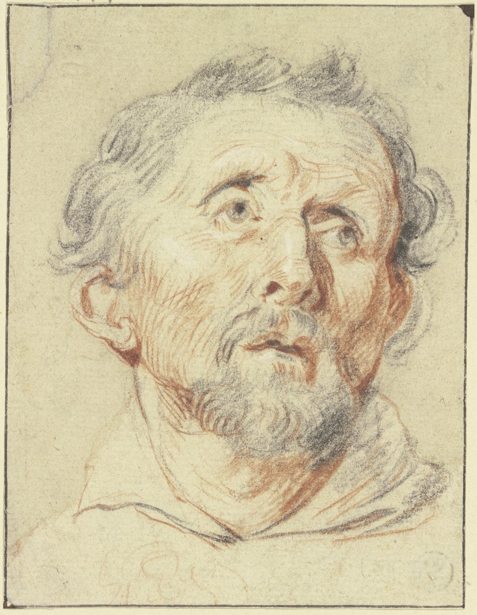Vanha mies edestäpäin, katse ylöspäin tekijältä Jacob Jordaens