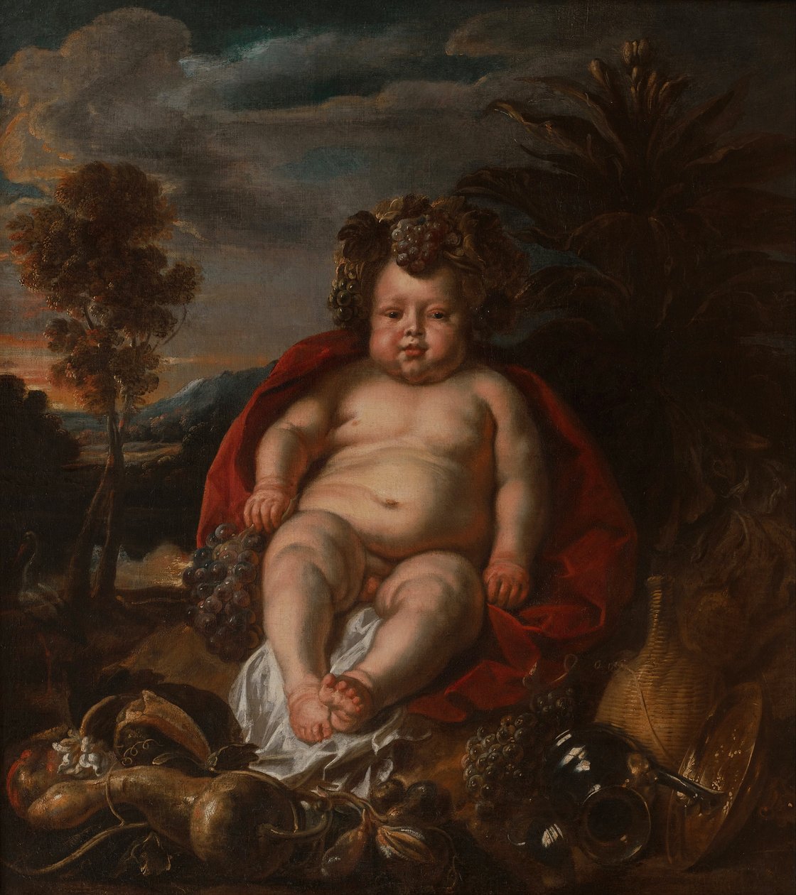 Bacchus lapsena - Jordaens, Jacob (1593-1678) - n. 1640 - Öljy kankaalle - 121x106 - Wilanow Palace Museum tekijältä Jacob Jordaens