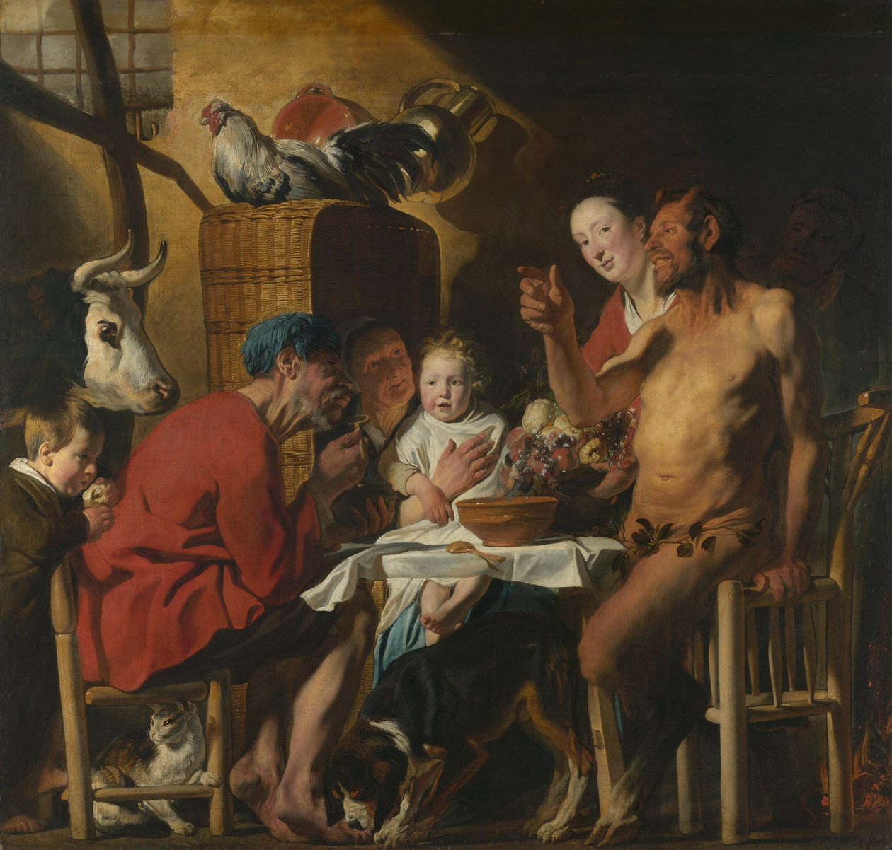 Satyyrin vierailu talonpojan luona tekijältä Jacob Jordaens