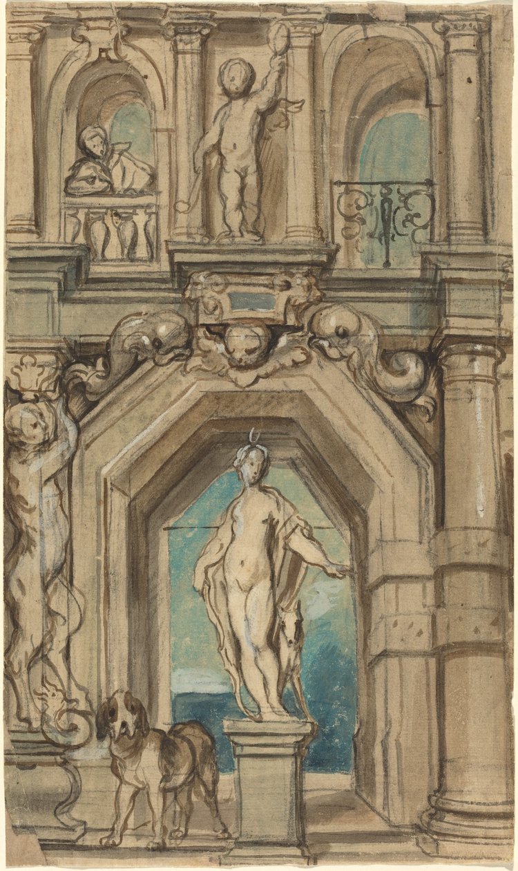 Suunnittelu seinäkoristeeseen [recto] tekijältä Jacob Jordaens