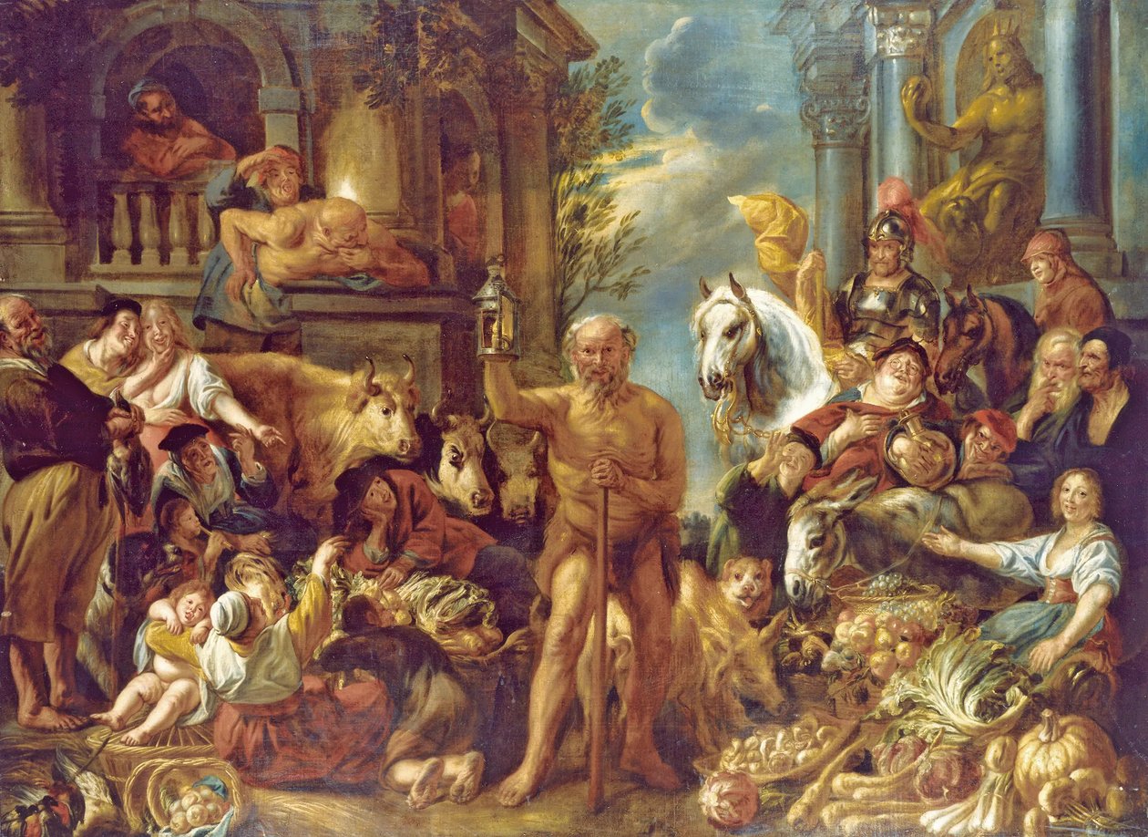 Diogenes etsii rehellistä miestä tekijältä Jacob Jordaens