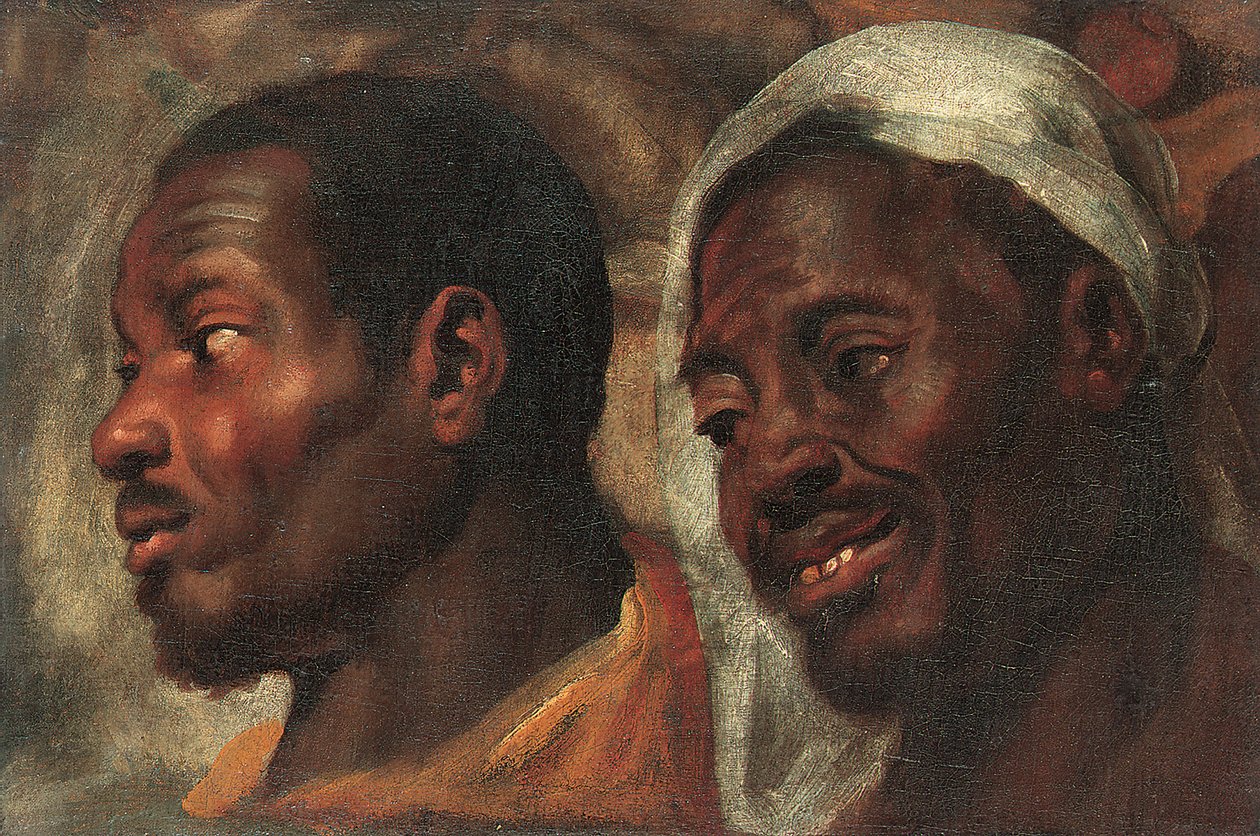 Kahden afrikkalaisen miehen päätutkimukset (öljy kankaalle) tekijältä Jacob Jordaens