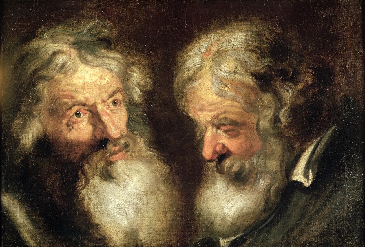 Kahden vanhan miehen päät tekijältä Jacob Jordaens