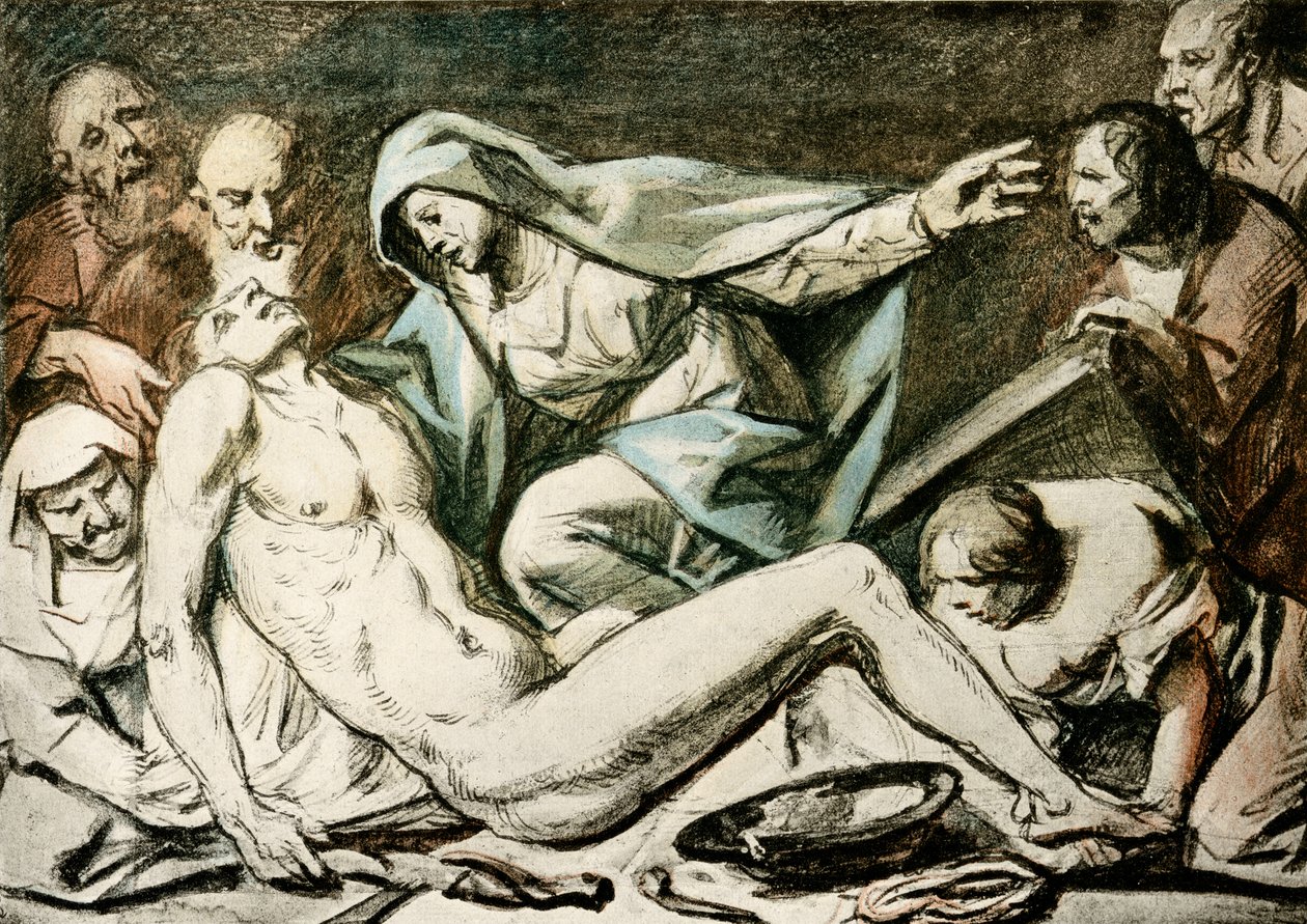 Kristuksen valitus (akvarelli, punaliitu) tekijältä Jacob Jordaens