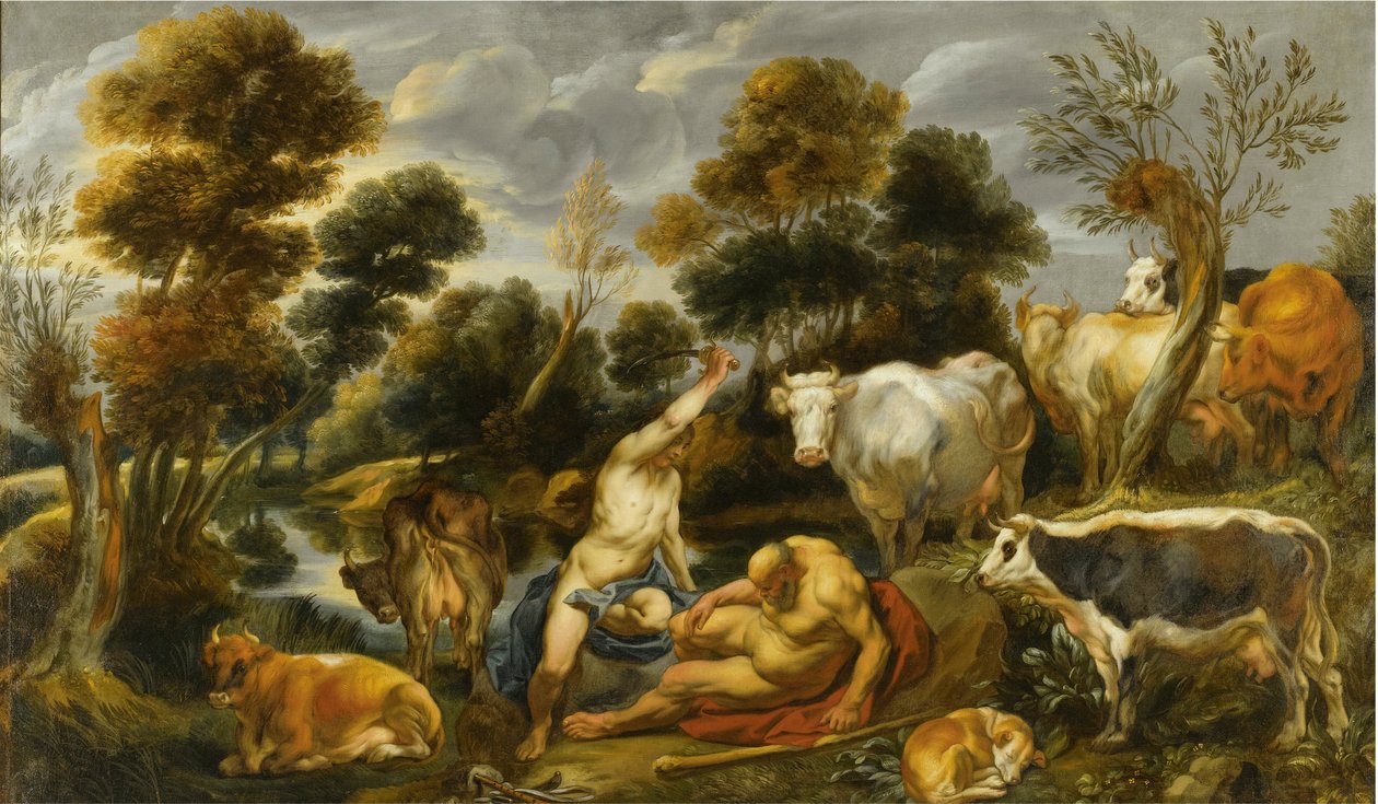 Merkurius mestaa Arguksen (Ovid, Met.I, 568-721). tekijältä Jacob Jordaens